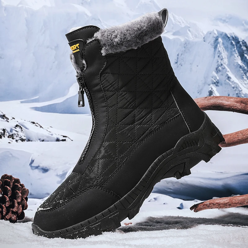 Winter Waterproof Men Boots Super Warm Plush Men's Snow Boots Outdoor Men's Desert Boots Anti-Slip High-top Men Hiking Boots