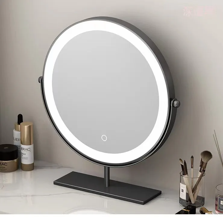 luxury makeup mirror desktop desktop simple LED light intelligent high definition mirror round European dresser beauty mirror