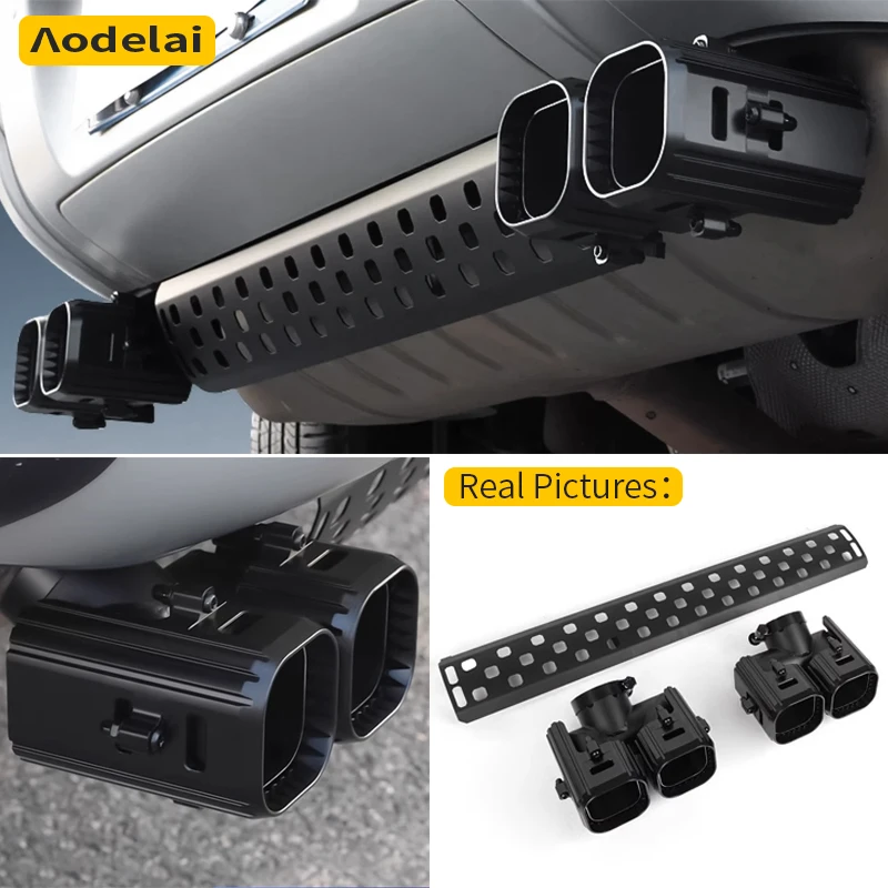

For Land Rover Defender 90 110 130 2020-2025 Rear Exhaust Tail Pipe Stainless Steel Four Outlet Rectangle Muffler Tip