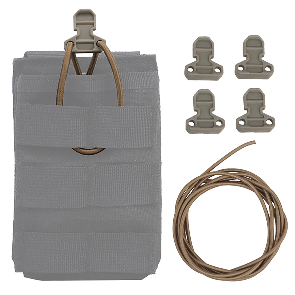 

Tactical Magazine Pouch Shock Elastic Cords with Retainer Pull Tab for Airsoft Vest 5.56 AR15 Mag Bag Open Top Leather Rope