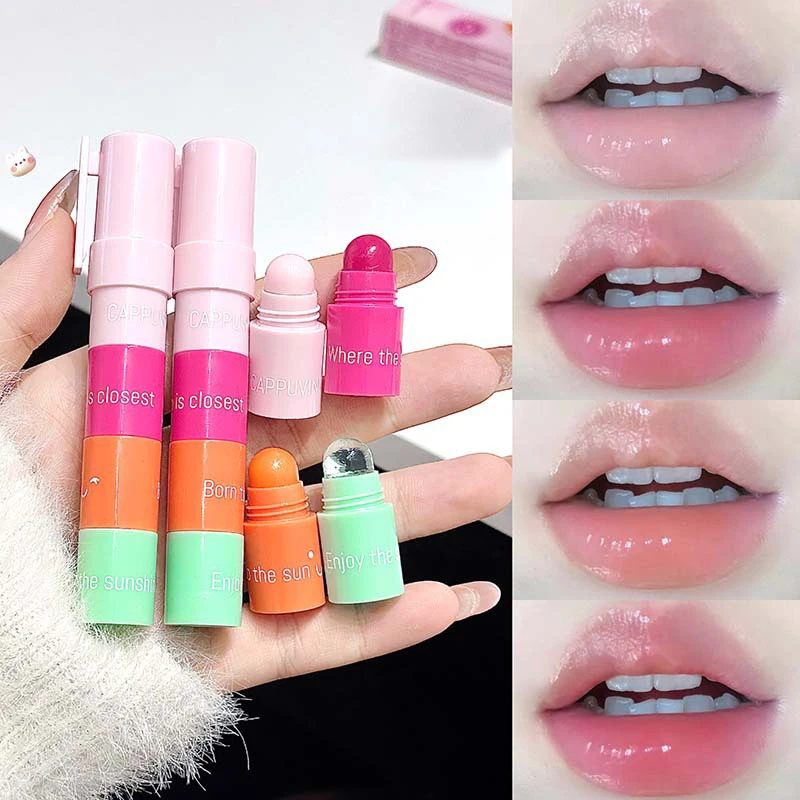 1Pc 4 In 1 Cappuvini Lippenbalsem Combo Kit - Kleurveranderende Hydraterende Hydraterende Anti-droogheid Oranje Lip Care Primer