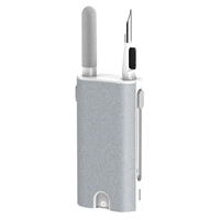 Comprehensive Essential Grey 5-in-1 Cleaning Kit for Earbuds, Earphones, and Mobile Phone - Easy to Use and Multi-Functional Bru