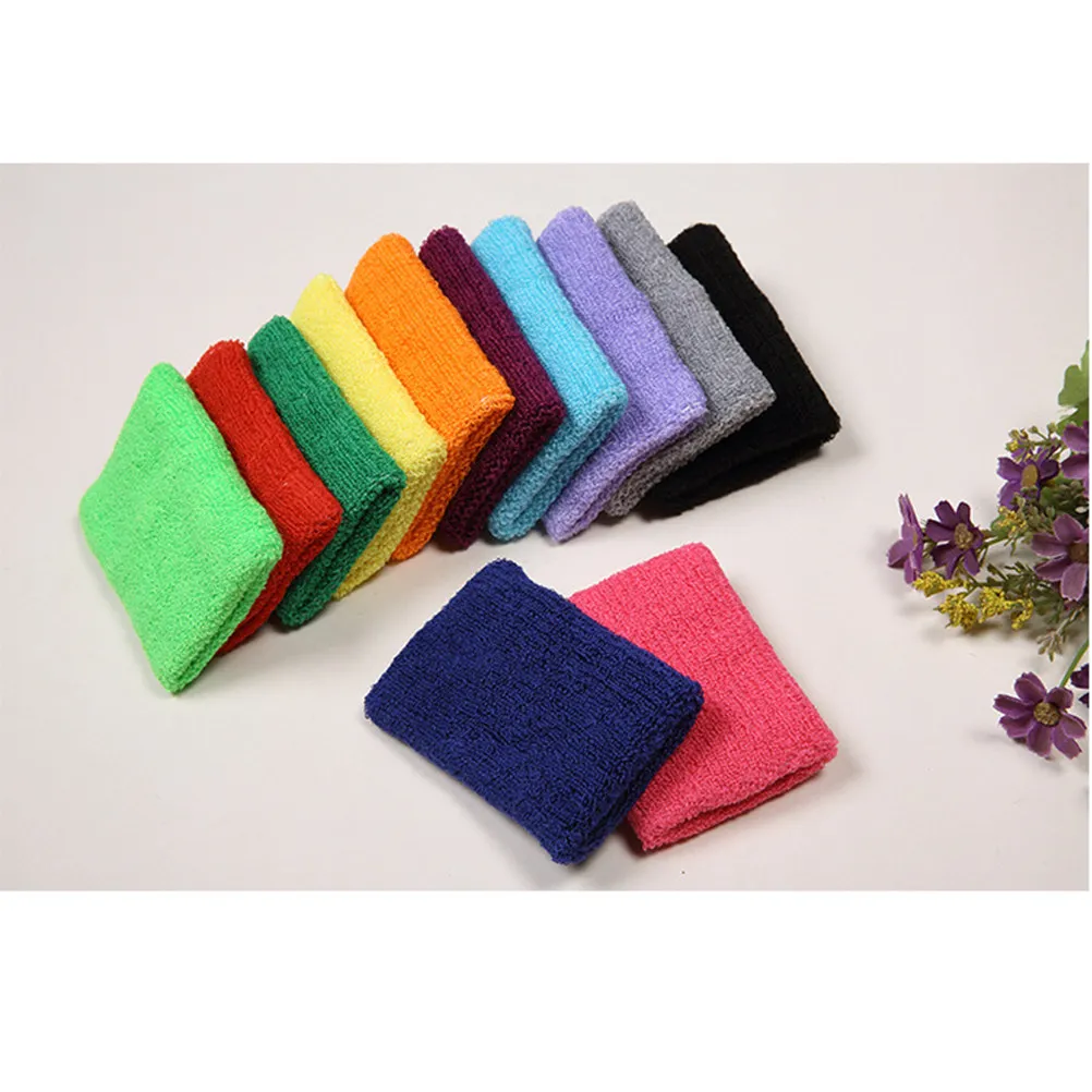 12Pcs Colorful Athletic Wristbands Premium Cotton Sweat Absorption Comfortable Protection Decorative Gym Sports Wristbands