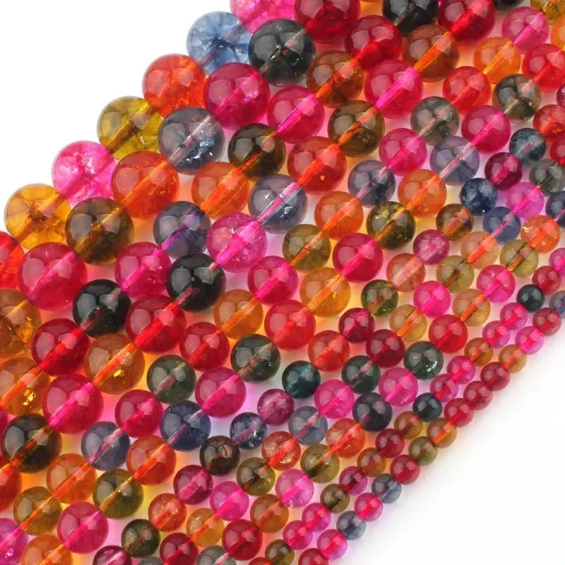 Natural Quartz Multicolor Stone Beads Round DIY Loose Spacer Strand 15 Inch For Necklace Bracelets Jewelry Making 4/6/8/10mm