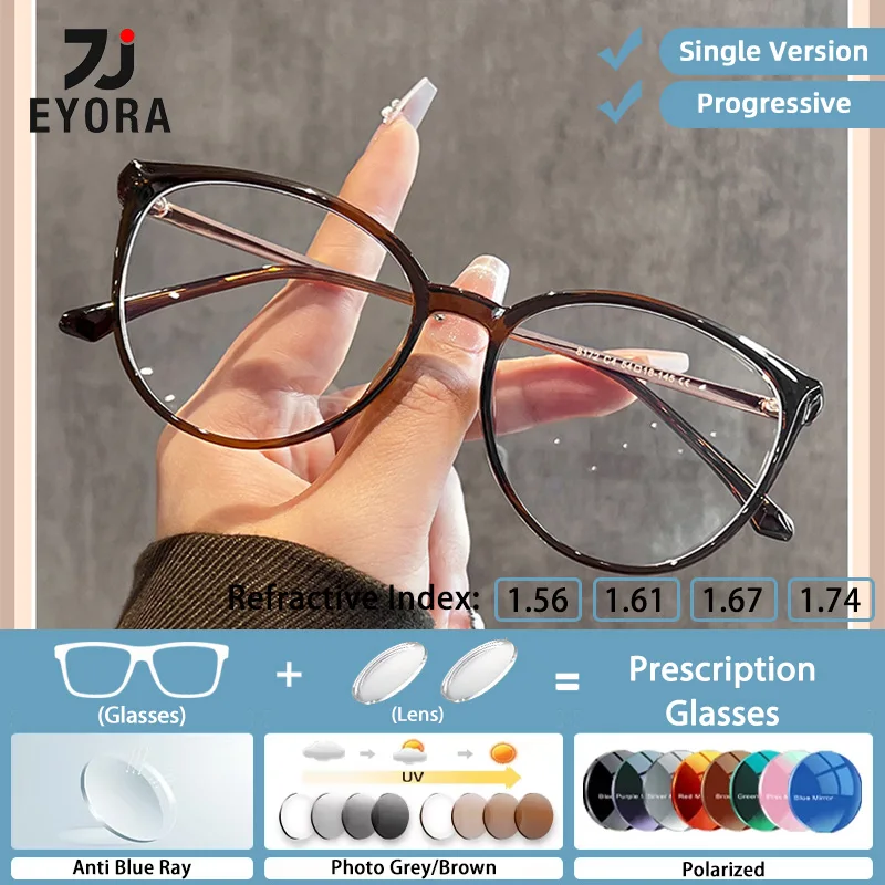 

EYORA Retro Cat Eye Versatile Full Rim Reading glasses Myopia Eyewear Hyperopia Anti Blue Ray Progressive Photochromic Eyewear