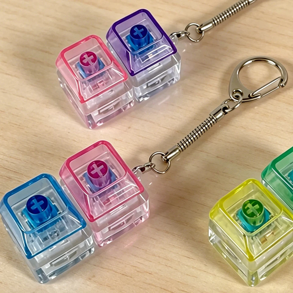 ZAKOL Colorful Light Two Button Keyboard Keychains Stress Relief Clickable Toy for People with Anxiety Desk Decor