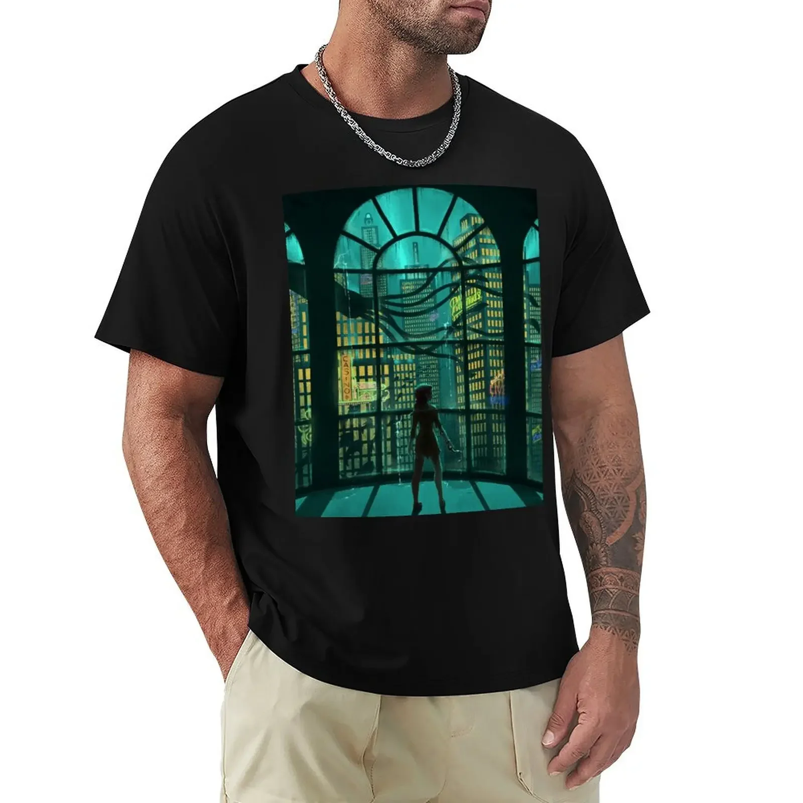 

View of Rapture T-Shirt graphic t shirt vintage blue archive T-shirts for men cotton