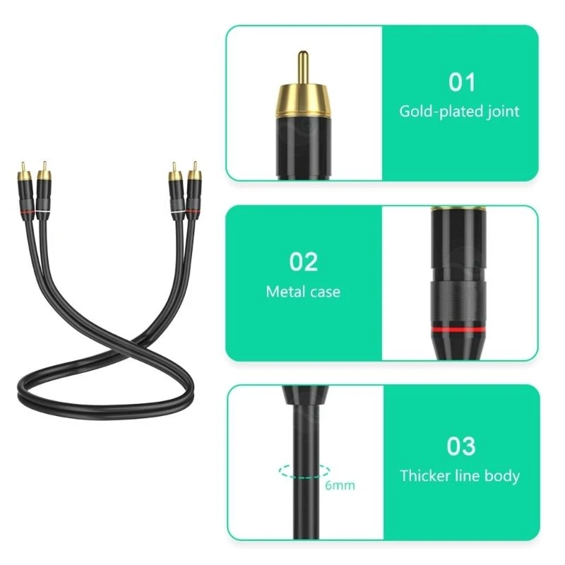83CE 30CM-10M كابل ستيريو 2RCA AUX سلك سلك مزدوج نهاية 2RCA موصل الذكور لتوصيل معدات HDTV HIFI