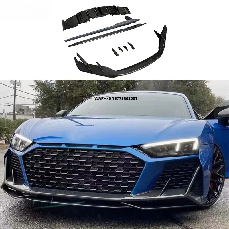 

Au R8 Body Kit Cap Style 2023+ for Front Bumper Splitter Lip Rear Diffuser Spoiler Side Skirts R8 Carbon Fiber for R8
