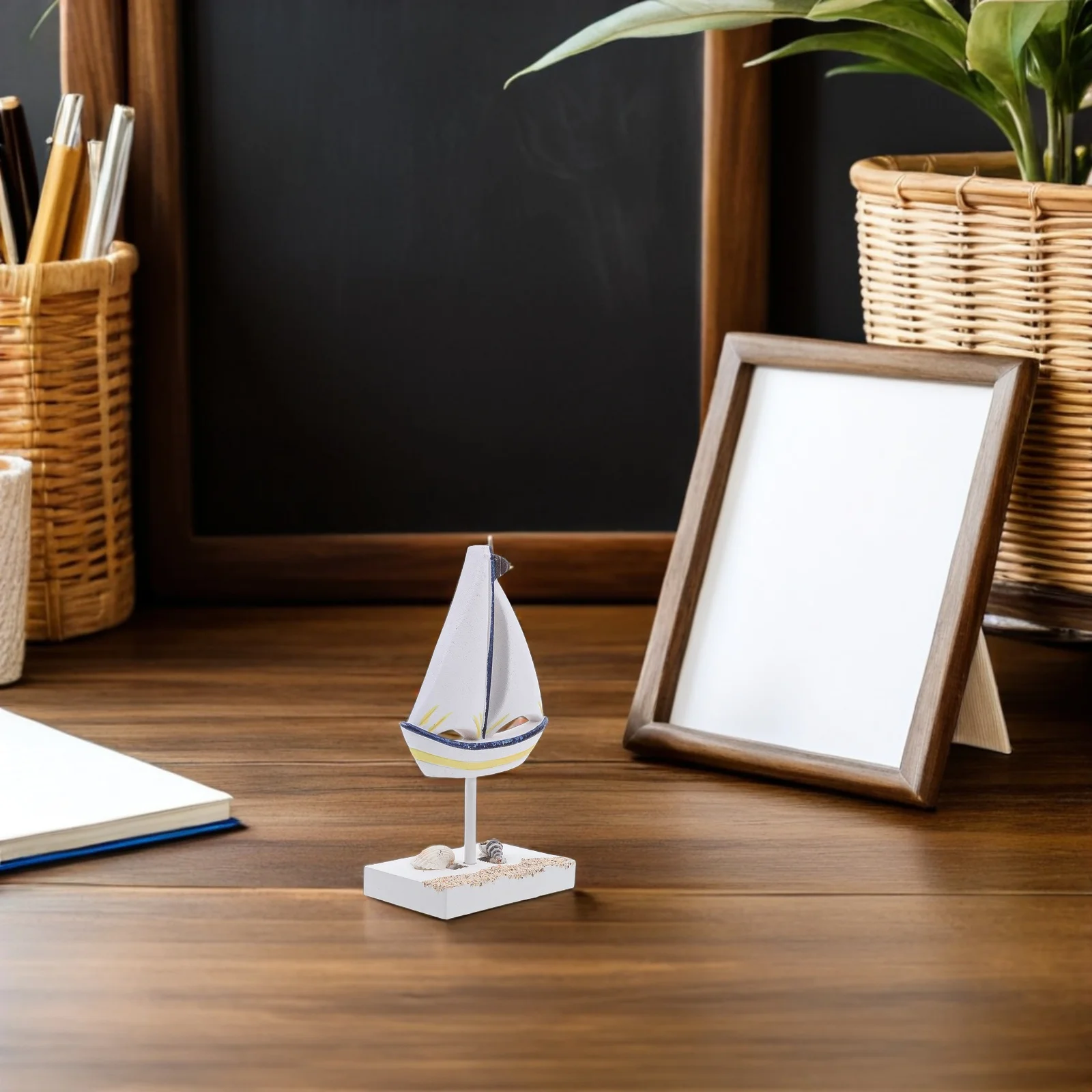 

2Pcs Mediterranean Wooden Sailboat Nautical Decoration Mini Desktop Ship Coastal Centerpiece Ocean Themed Home Decor