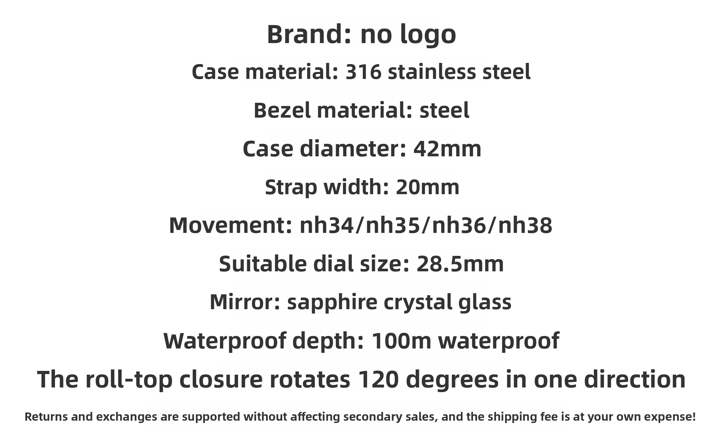 Accesorios de caja modelo SPB185/SPB187J1 de precisión modificada, acero inoxidable 316L, adecuado para movimiento NH35/36