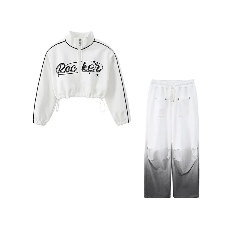 Girls Jazz Dance Clothes White Coat Baggy Pants for Kids Hip Hop Costume Teenagers Breaking Street Dance Suit