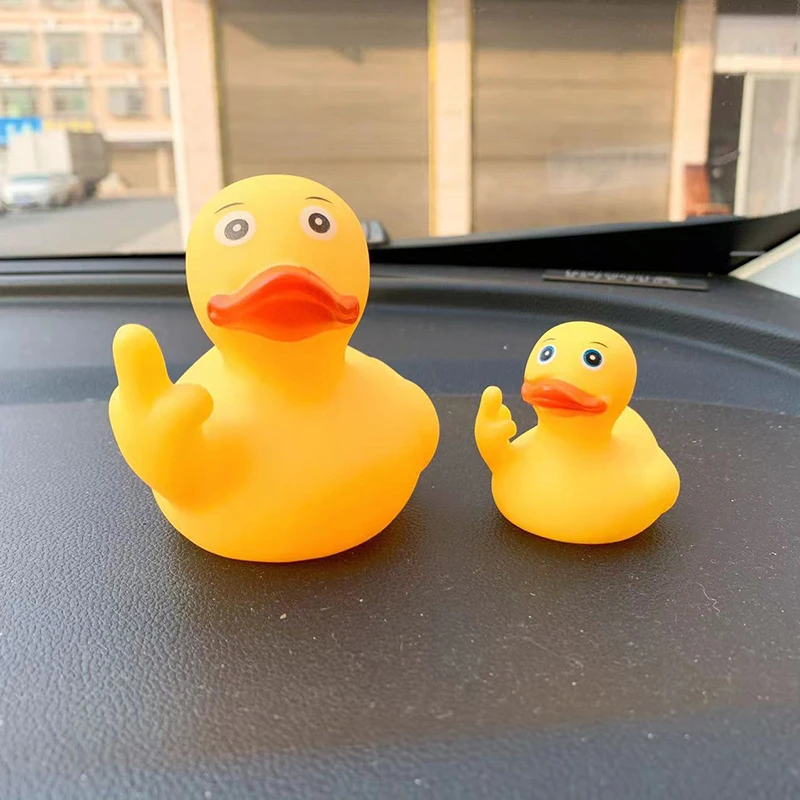 1PCS Personality Middle Finger Gesture Cartoon Yellow Duck Toys Soft Glue Slow Spring Decompression Prank Toy Decoration Gift