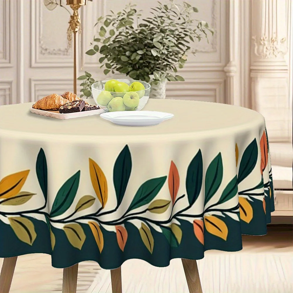 Christmas, rural leaf garlands - Home kitchen and dining room themed printed tablecloths, festive and cozy autumn -