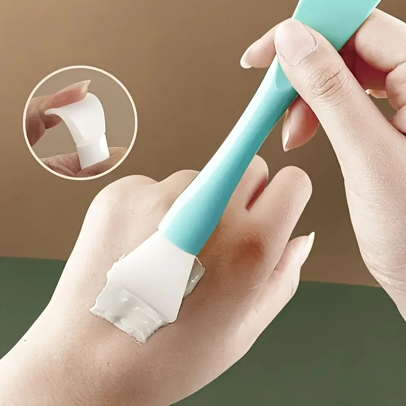 Cepillo de máscara de doble punta de silicona suave, cabezales anchos, área de ojos de cara completa, aplica máscaras para dormir de barro de arcilla, herramientas para el cuidado de la piel uniformemente reutilizables
