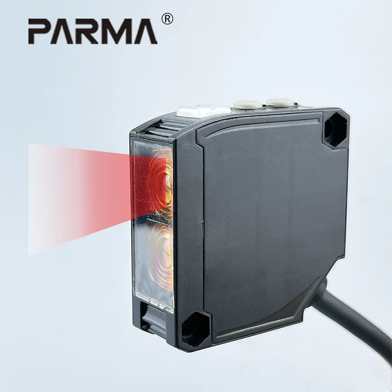 PARMA Photoelectric Sensor E3JK-RR12 Retro-reflective 24-240V DC/AC Universal Relay Output Square Optical Photoelectric Switch