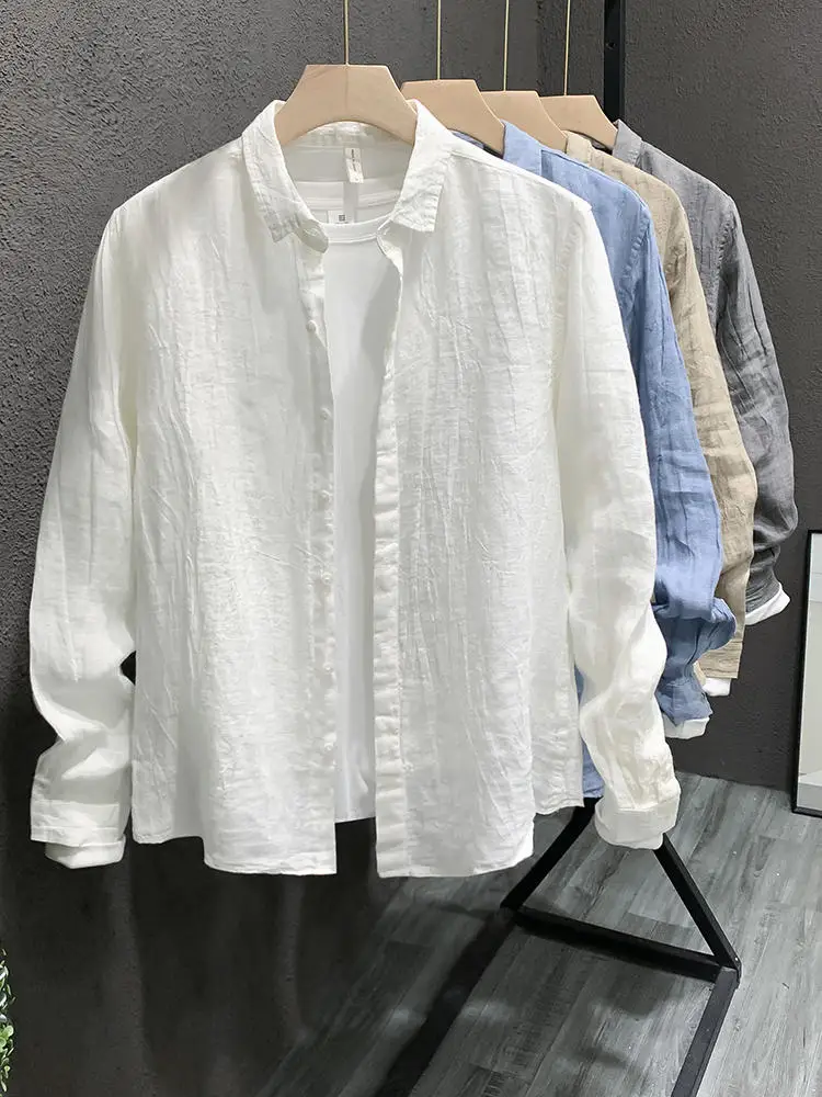 

Casual Linen irt Long Sve Youth Men's Faionable Korean Sle Personali Outerwear Spring Summer Season