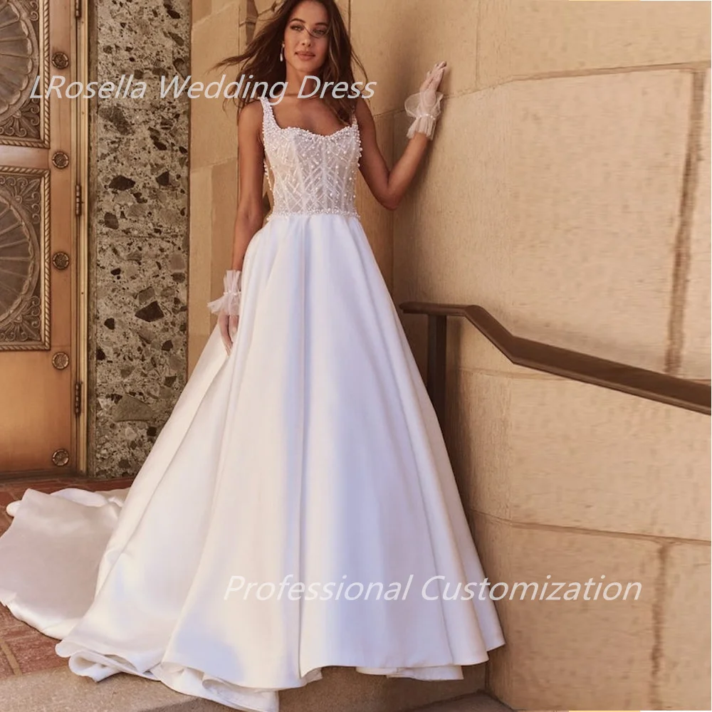 LRosella Wedding Dress A-line Tulle Halter Floor-Length  sleeveless Elegant  Exquisite  Morden style Luxury For Women فسات 2024