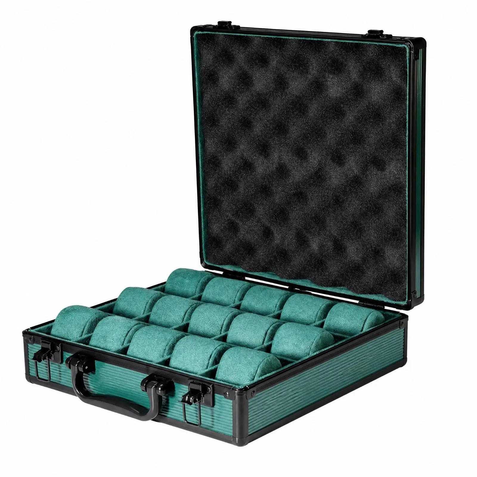 Hard-Shell Watch Case with Carry Handle Hardshell 15-Slot Watch Display Case Safeguarding Compact