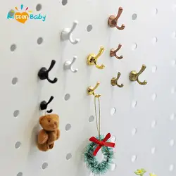 2pcs/Set 1:12 Doll house Miniature Clothes Coat Hook Rack Metal Wall Hanger Doll house Bathroom Accessories