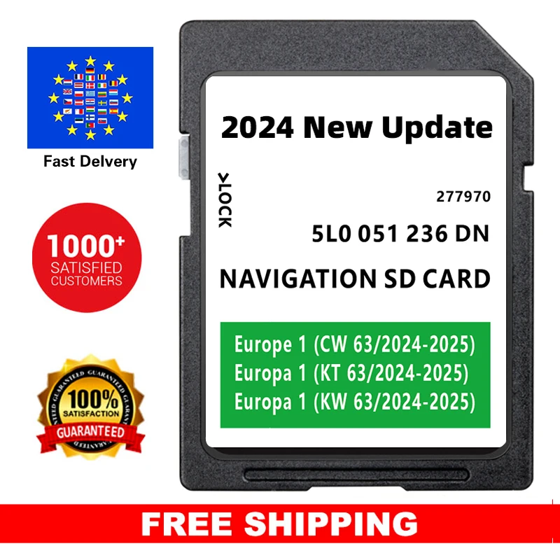 for Skoda Amundsen2 Octavia/Superb/Fabia/Rapid Sat Nav 32GB SD Card Europe UK 2024-2025 5L0051236DN Navigation Maps