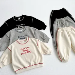 2024 Autumn New Baby Long Sleeve Clothes Set Children Boys Casual Letter Sweatshirt + Pants 2pcs Suit Toddler Girl Outfits