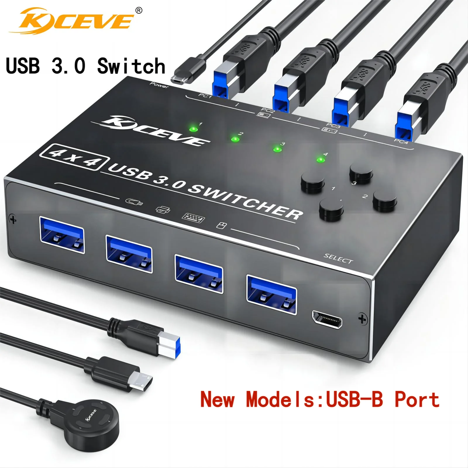 

USB 3.0 Switch Selector 4 Port,KVM Switcher 4 Computers Sharing 4 USB Devices,USB Switcher for Keyboard Mouse Printer Scanner