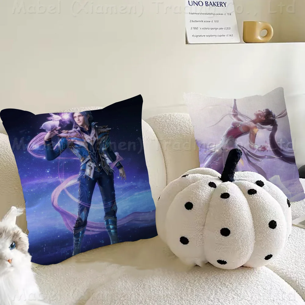 Soul Land Pillow Covers Cartoon Sofa Decorative Home Double-sided Printing Short Plush Cute Cushion Cover