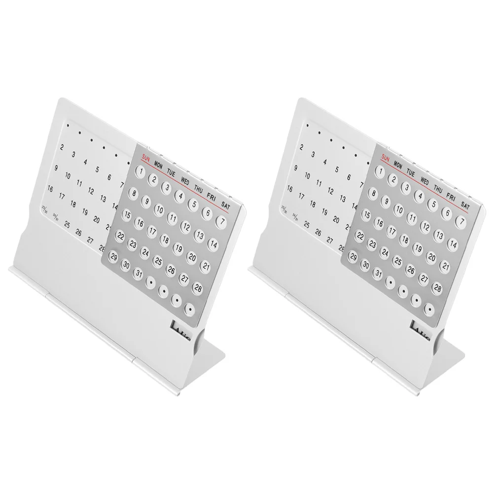 2 قطعة تقويم مكتبي دائم من الألومنيوم ديكور مكتبي معدني إبداعي منظم مكتب تقويم قائم صغير للمهم #3