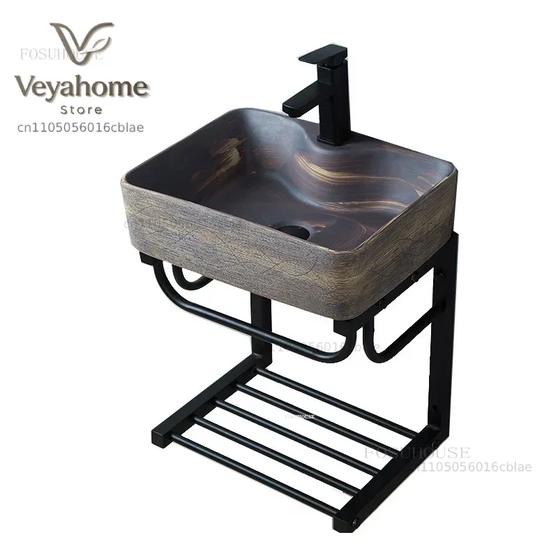 Wall-mounted Bathroom Sinks Modern Bathroom fixtures Ceramic Bracket Hanging counter Basin Simple Rectangular Wash Basin N