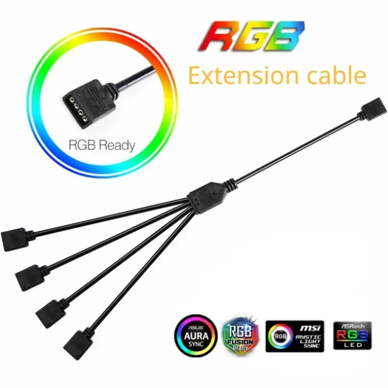 Splitter di sincronizzazione RGB della scheda madre, cavo di prolunga di trasferimento HUB di sincronizzazione ARGB 12V 4Pin RGB / 5V 3Pin per M/B ASUS GIGABYTE MSI