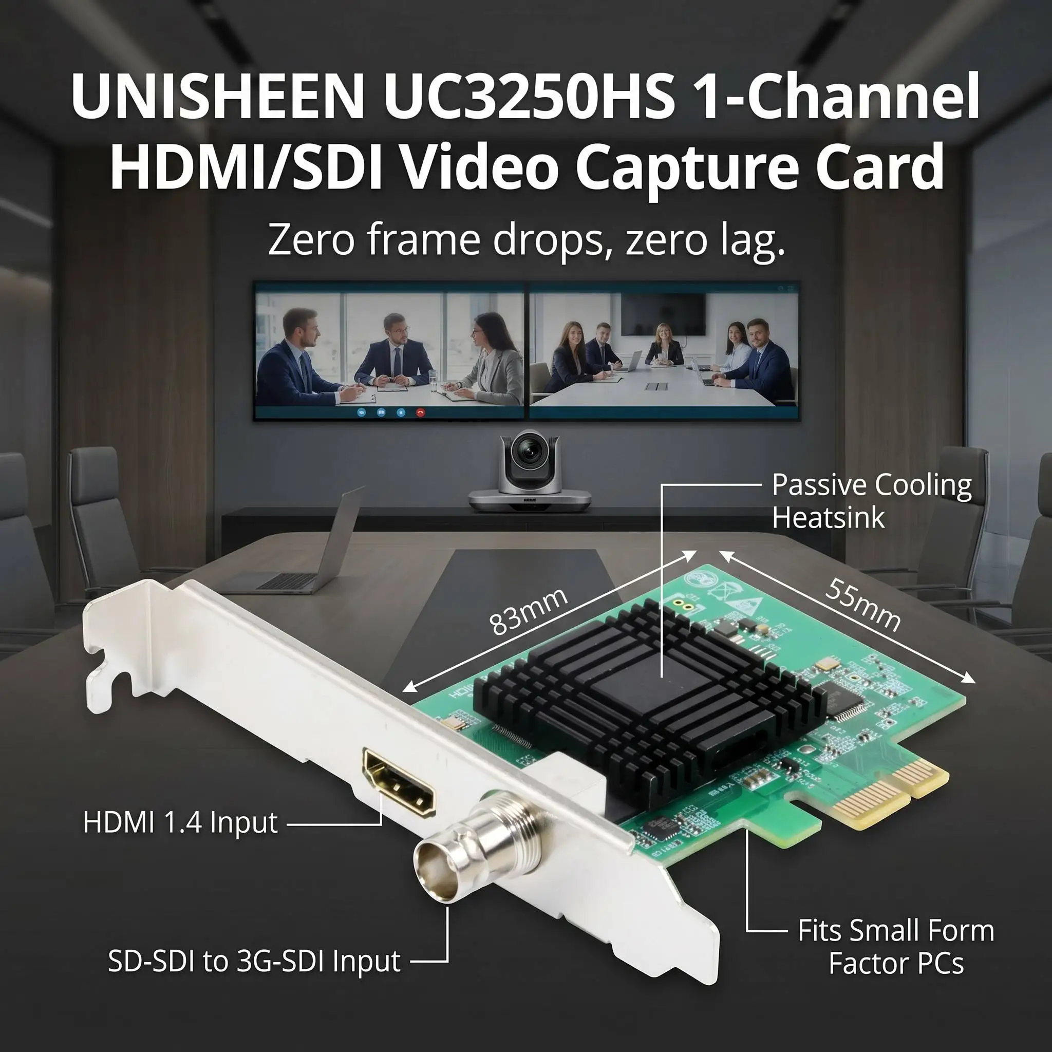 UNISHEEN Vmix OBS Streaming Live Broadcast HD PCIe 1080P Linux SDI HDMI Video Capture Card