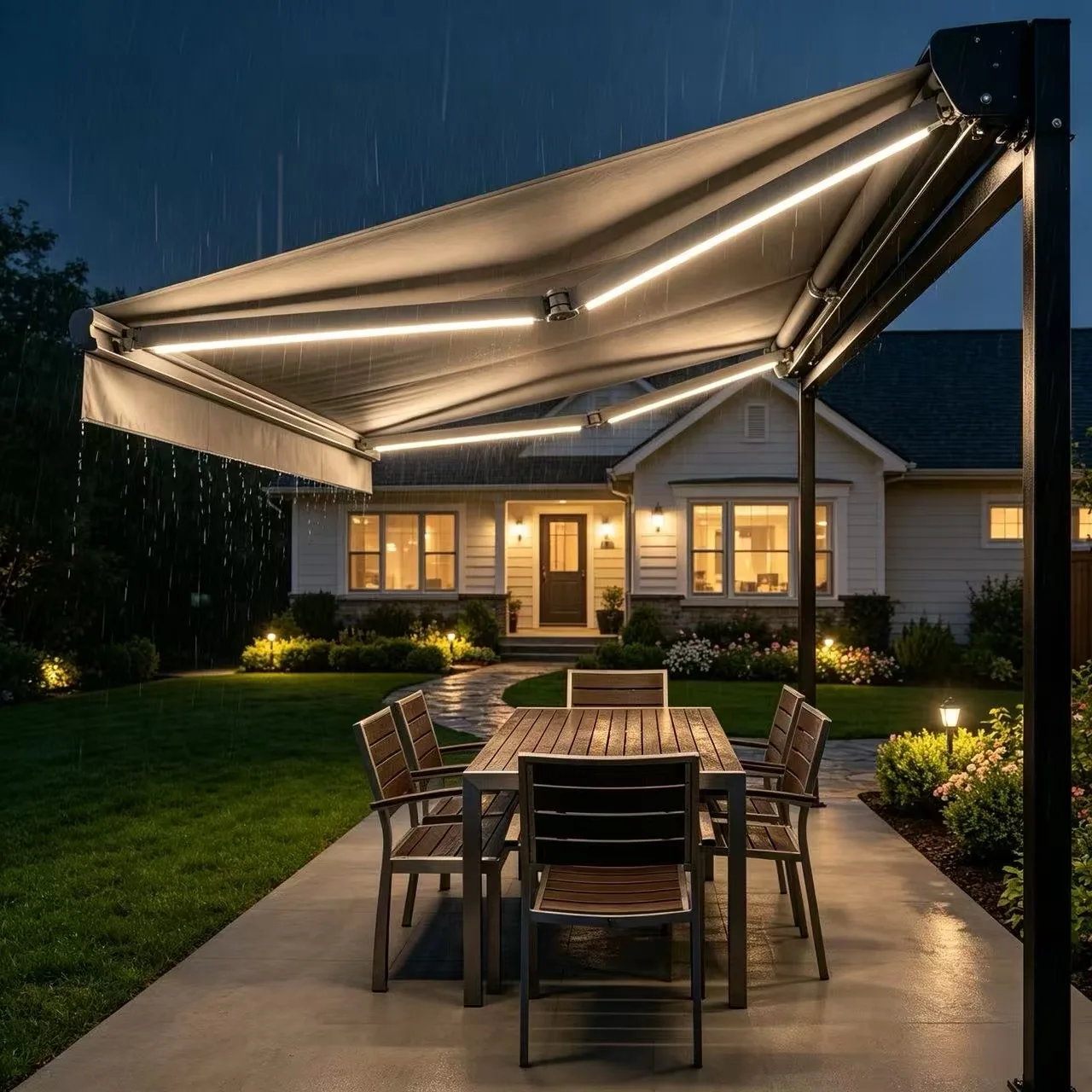 2026 Heavy Duty Electric Retractable Awning 4x3m Waterproof Windproof Folding Arm Canopy for Outdoor Restaurant Cafepromote sale