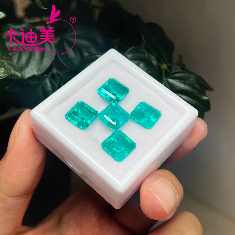 Asscher Paraiba Color With AGL Certificate Lab Grown Yttrium Aluminum Garnet With Inclusions YAG Gemstone For Jewelry Making