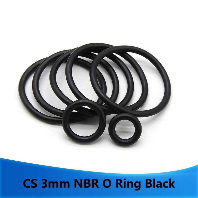 

CS 3mm OD 9~150mm 10/50Pcs NBR O Ring Nitrile Rubber Gasket ThicknessBlack Round O Type Corrosion Oil Resist Sealing Washer
