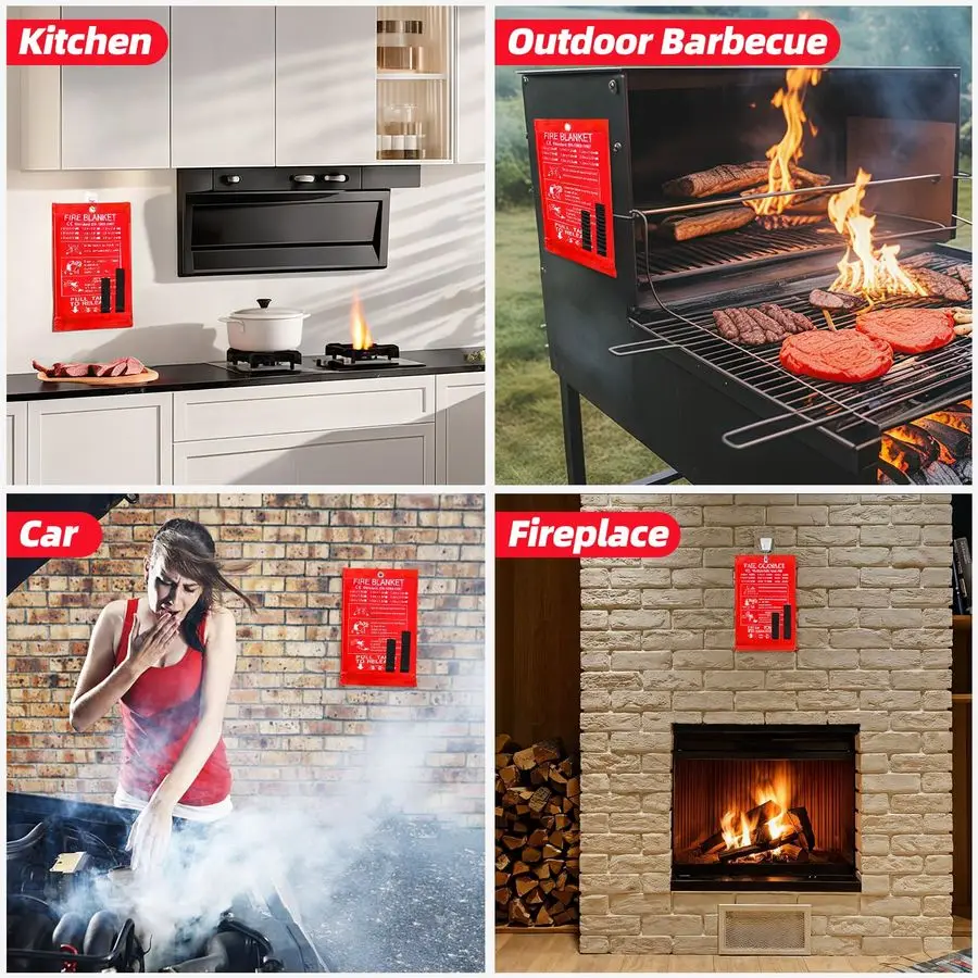 بطانية الطوارئ للمنزل، 40 × 40 عبوة من 6 قطع، بطانية قمع الحريق جيدة للسلامة المنزلية والمطبخ والتخييم، الإعصار بريبا #6