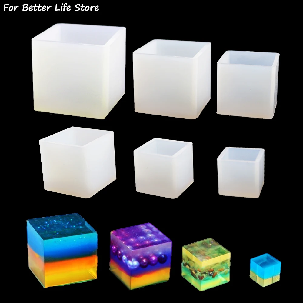 1Pcs 6 Size Silicone Diy Cube Square Mold Cuboid  Resin Crystal Epoxy Easy Film Removal Thermostability Good Toughness Odorless