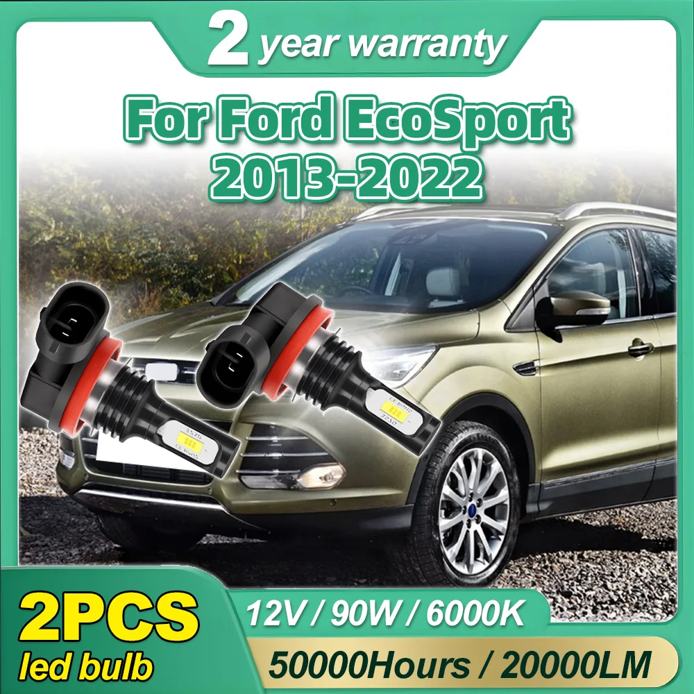 

2pcs H11 LED Car CSP LED Fog Bulbs Auto Fog Lamp 6000K White For Ford EcoSport 2013 2014 2015 2016 2017 2018 2019 2020 2021 2022