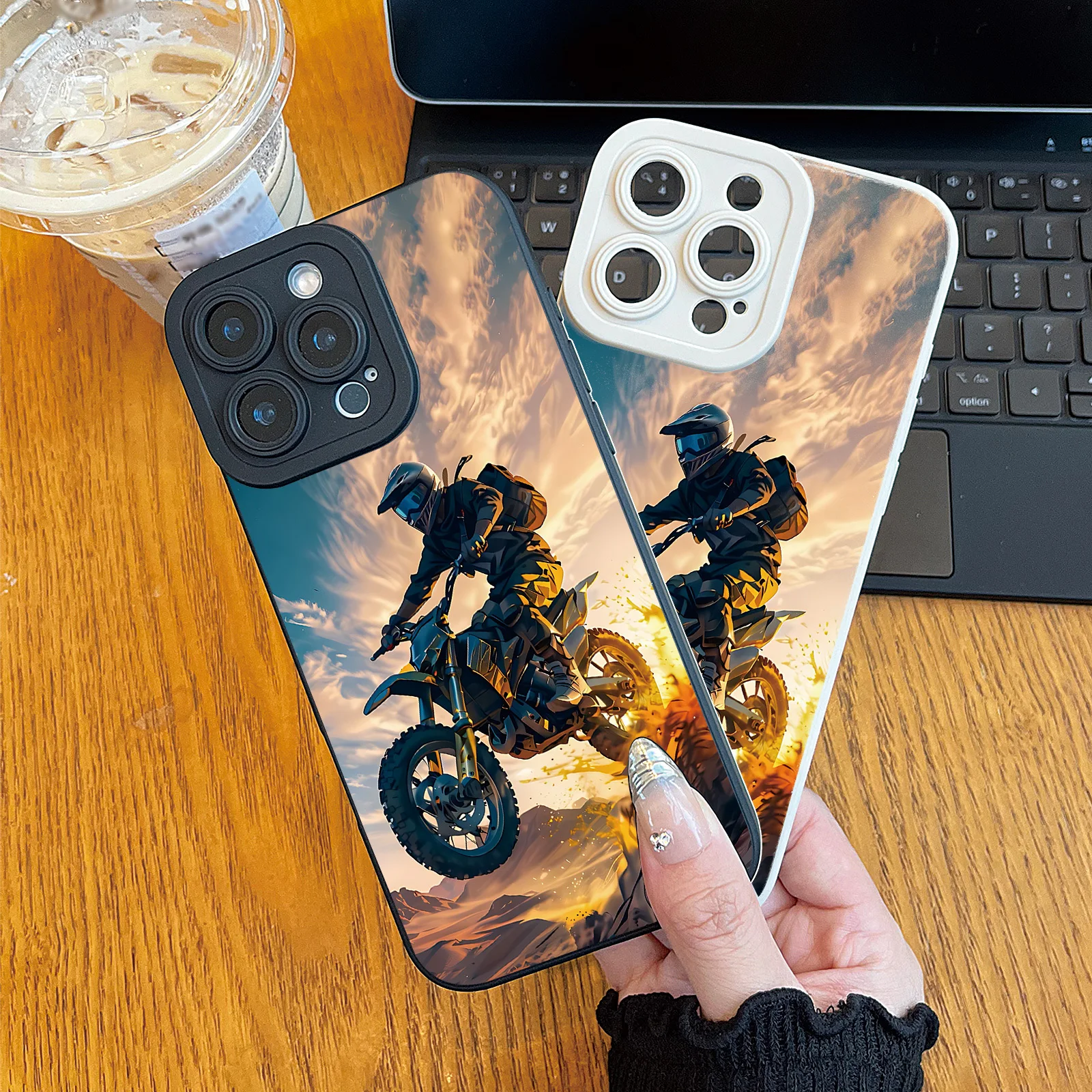 Чехол для мобильного телефона с узором мотоциклиста и УФ-печатью, универсальная защита на 360 градусов, iPhone 12, 13, 14, 15, 16 Pro Max