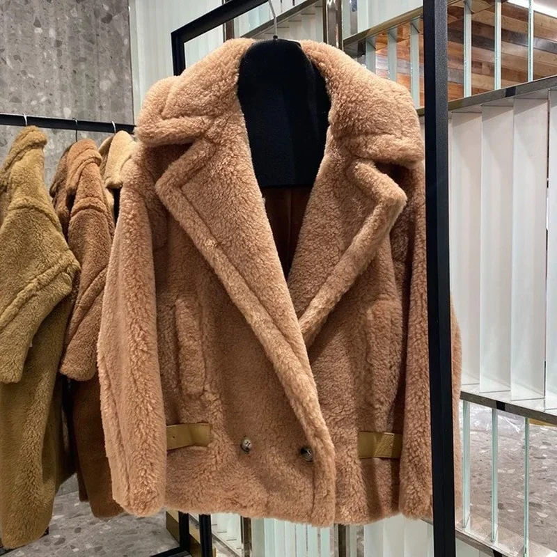 Women Jacket Teddy Bear Coat Winter Short Coat Female Autumn New Fashion Casual Camel Double Breasted High-end Keep Warm Coat