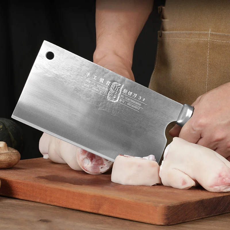 8 Inch Chopper Knife 1.4034 Steel Blade Wood Handle Slicing Cleaver Handmade Kitchen Knives Chop Bone Meat And Poultry Tools