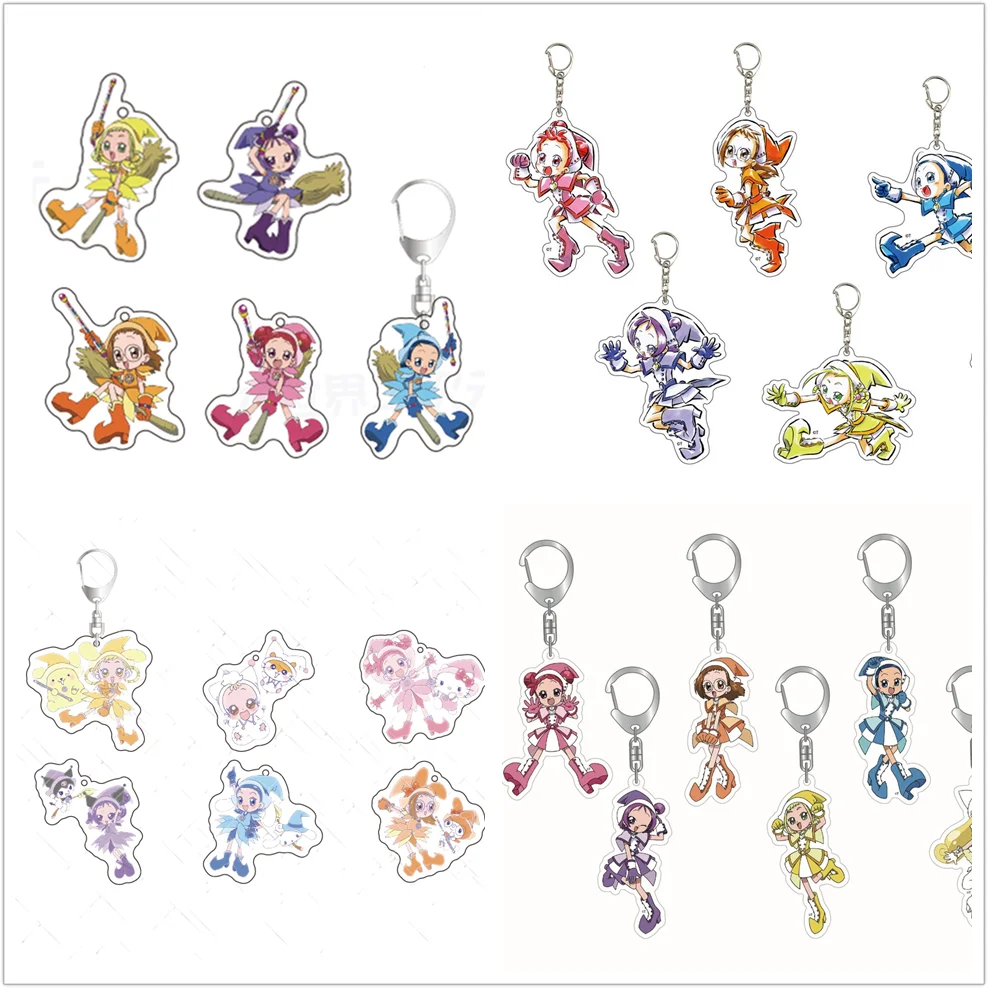 Anime Magical Ojamajo DoReMi Keychain Doll Fujiwara Hazuki Senoo Aiko Segawa Onpu Acrylic Keyring Pendant for Gift