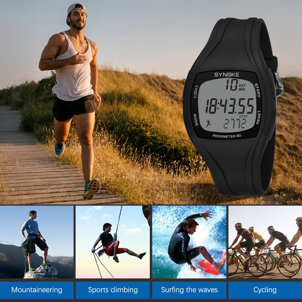 Digital Watch For Men Easy Read Display With PU Strap For Running Climbing Fishing