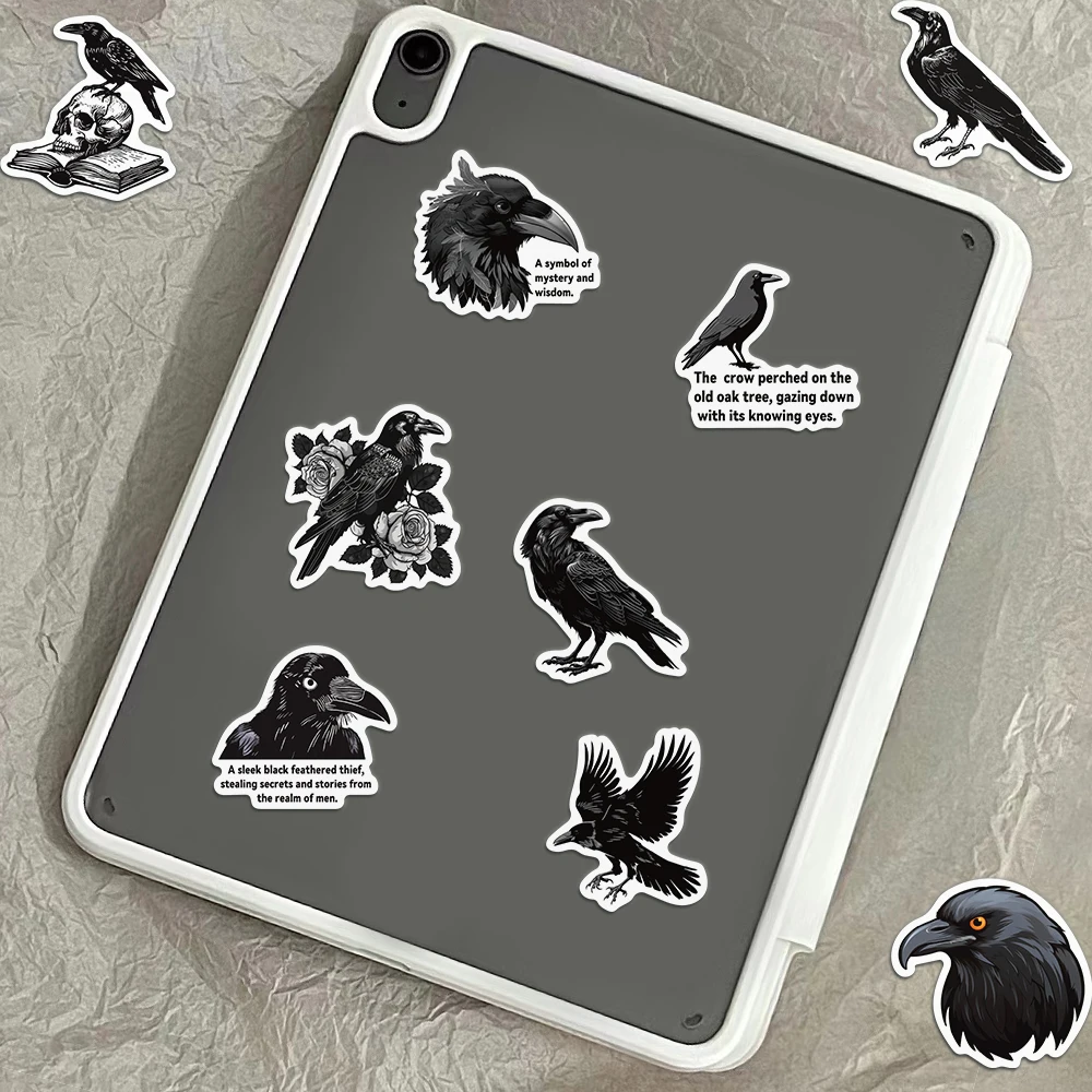 50PCS Black Crow Sticker DIY Notebook Notebook Computer Water Cup Sticker Material