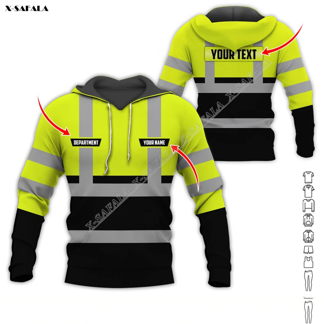 Custom Name Heavy Equipment Work Job 3D Printed Safety Uniform Workwear Pullover Jumper Hoodie Jersey Cotton Thick Warm Fleece