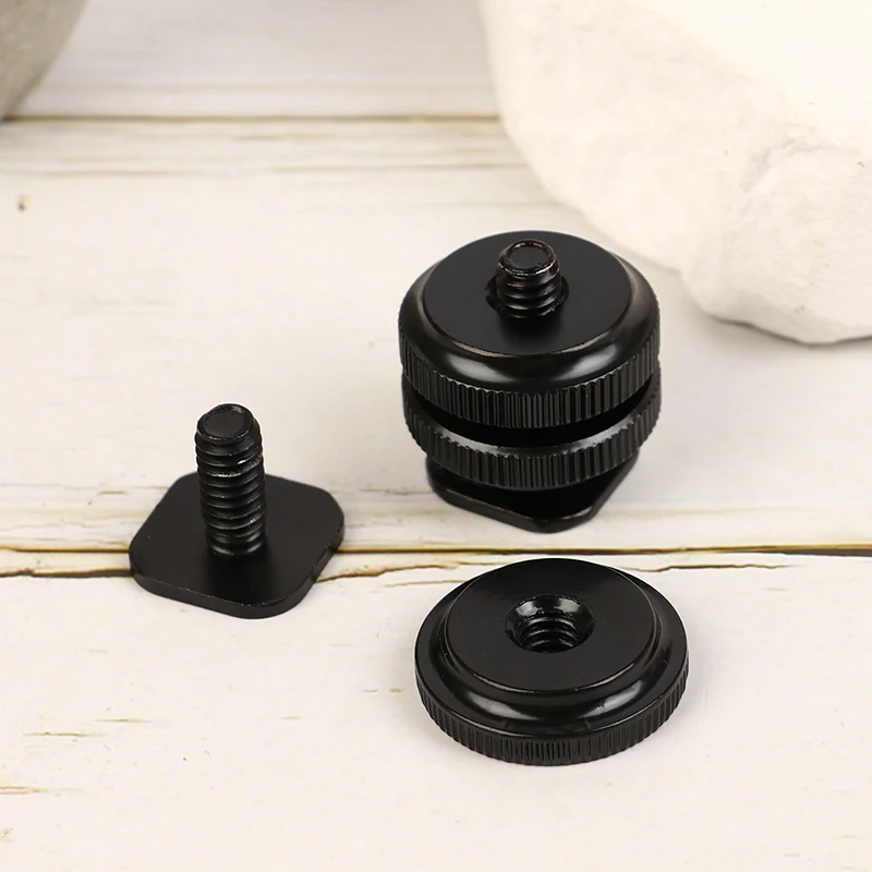 1/4 Hot Shoe Mount Phone Holder Dual Nut Cold Shoe Adapter Bracket For GoPro Hero Accessories For Canon Sony Nikon DSLR Camera