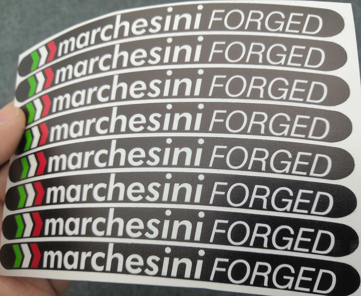 8X Marchesini FORGET Motorcycle Stickers Wheel Decals Rim Set Laminated for Ducati Aprilia RC8 848 1098 1198 Moto Accessories