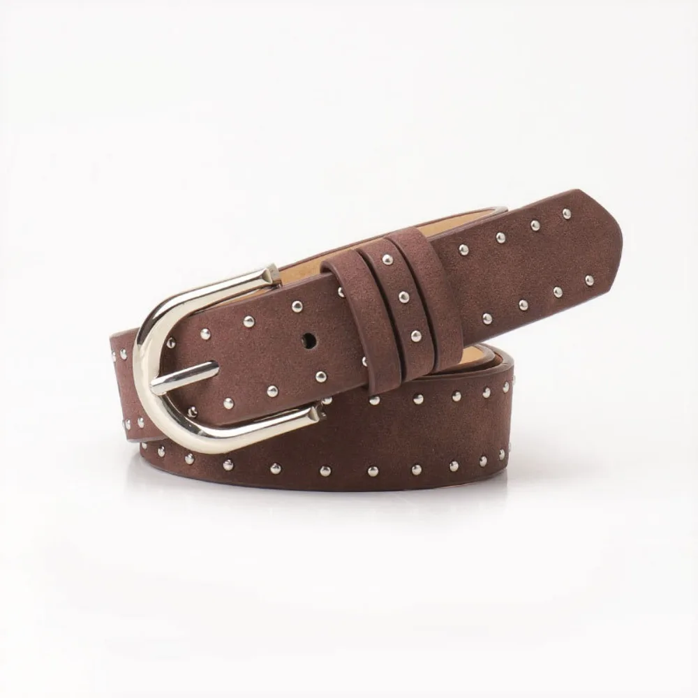 

Adjustable Retro Women Wide Belt Vintage Metal Buckle Leather Waistband Rivet Jeans Decoration Western Cowboy Belt Women