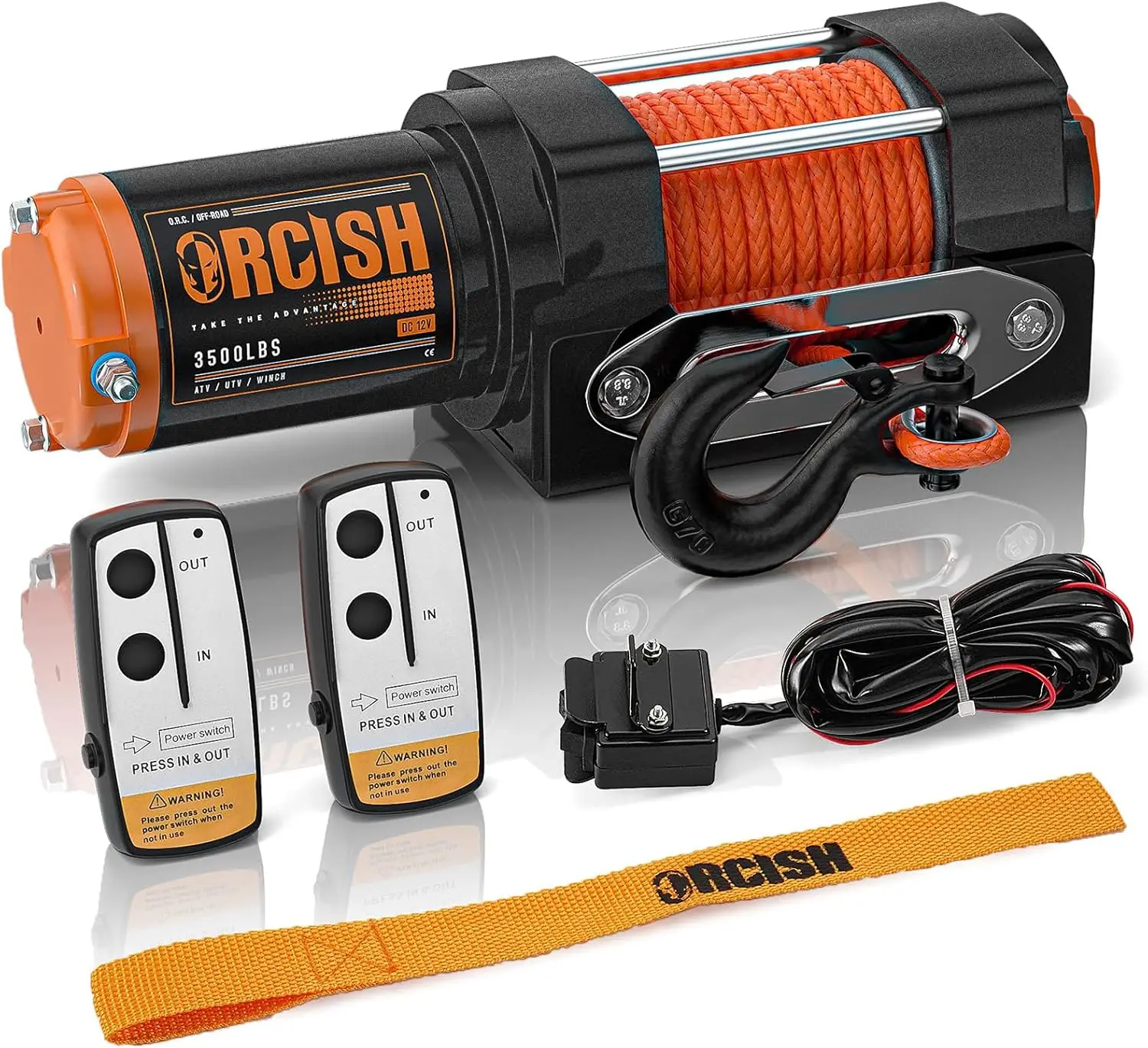 

Upgrade 3500 lb 12V DC Electric Winch ATV UTV Winch Kit for Towing 1 4x30 Synthetic Rope with Both Wireless Remote