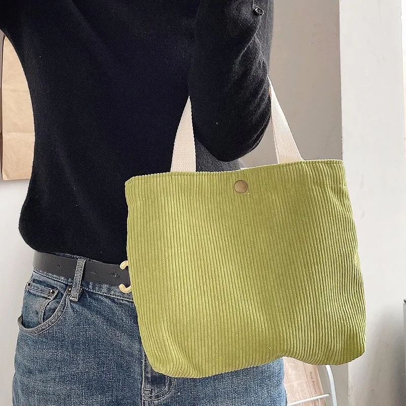 

New Style Corduroy Small Square Handbag Ins Fashion Trend HandBag For Women Lunch Box Food Storage Bags